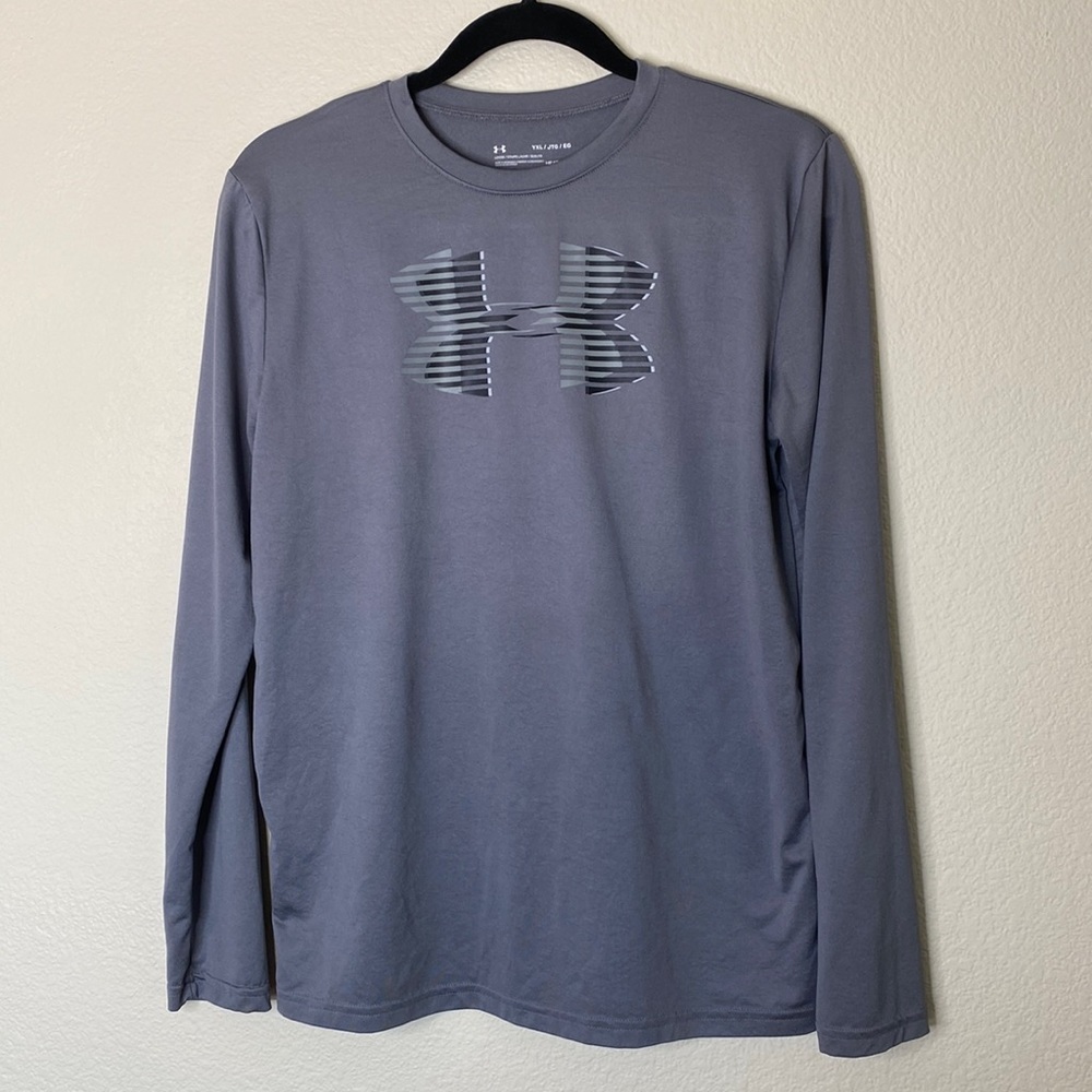 Under Armour long sleeve shirt kids youth XL heatgear grey EUC